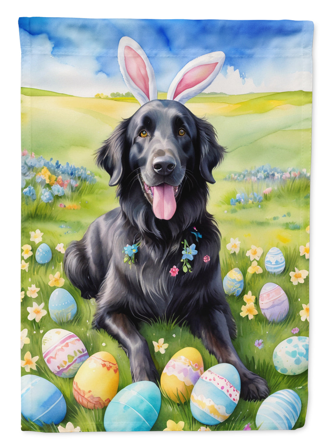 Buy this Flat-Coated Retriever Easter Egg Hunt Garden Flag