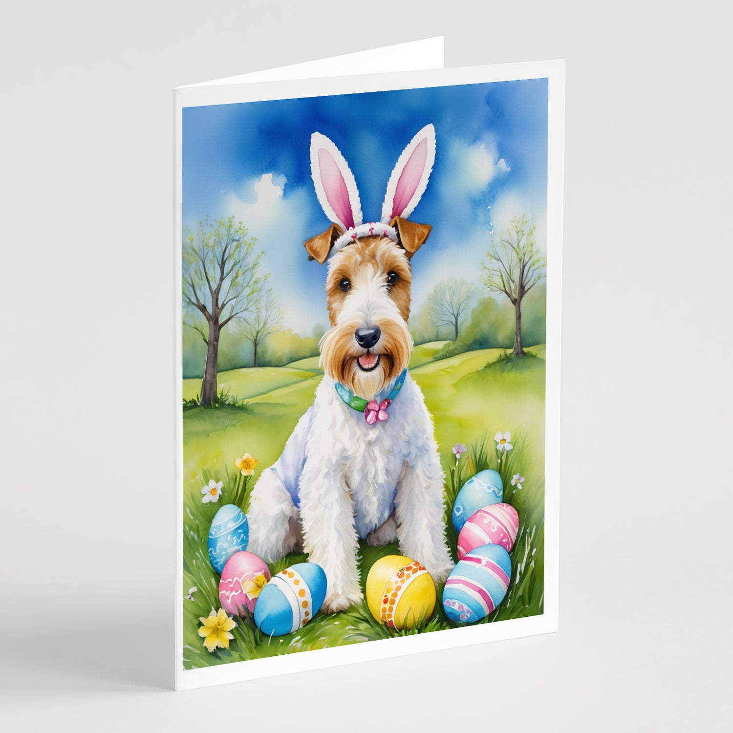 Buy this Fox Terrier Easter Egg Hunt Greeting Cards Pack of 8