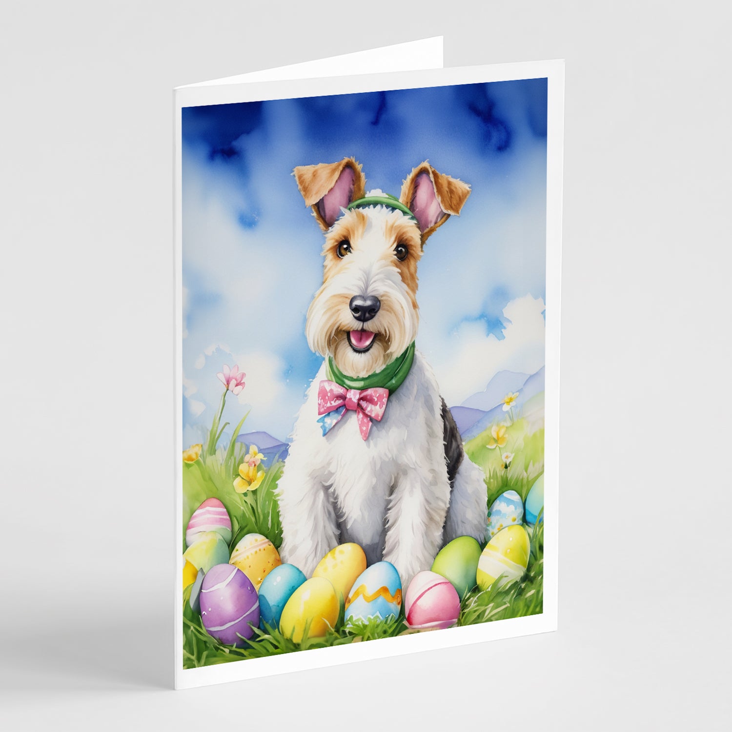 Buy this Fox Terrier Easter Egg Hunt Greeting Cards Pack of 8