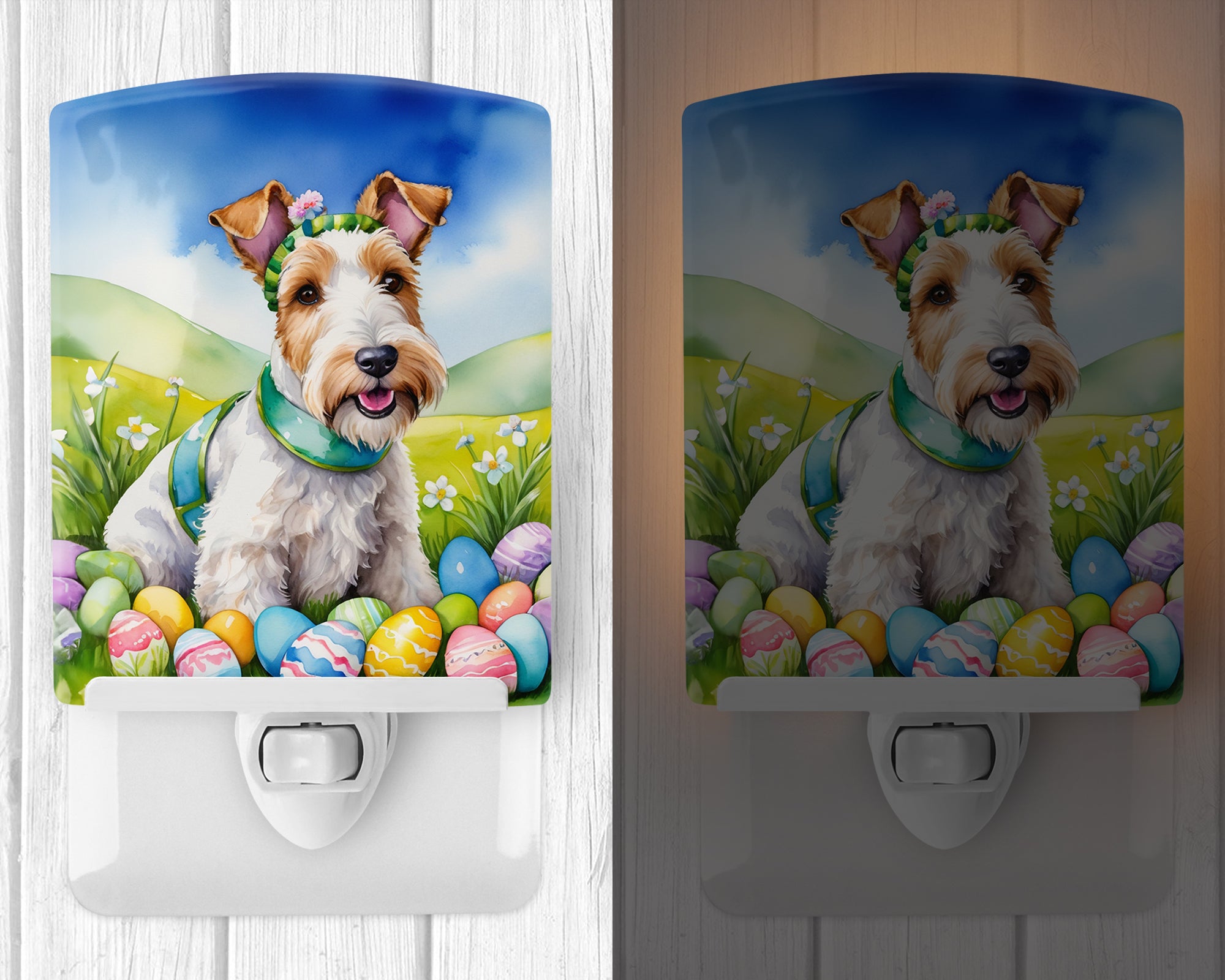 Buy this Fox Terrier Easter Egg Hunt Ceramic Night Light