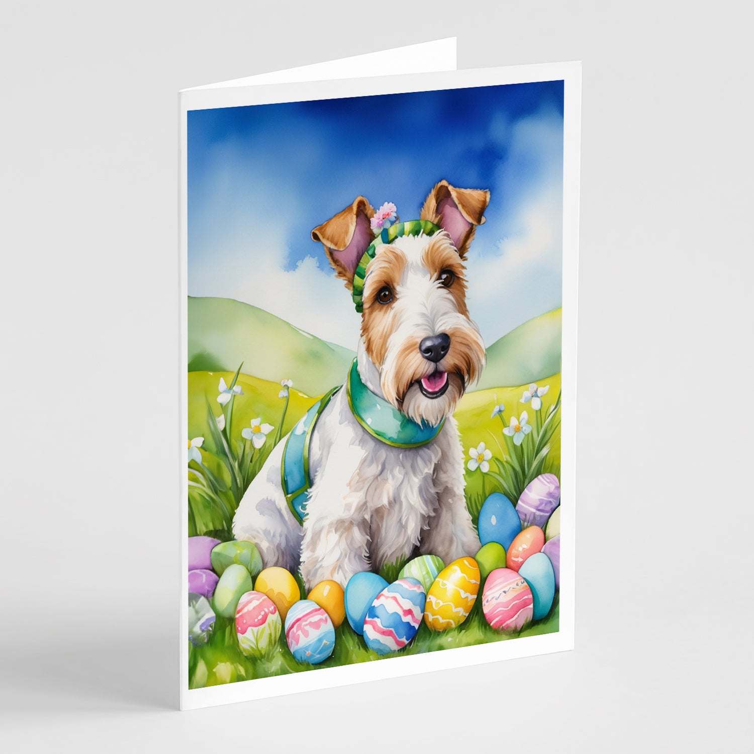 Buy this Fox Terrier Easter Egg Hunt Greeting Cards Pack of 8