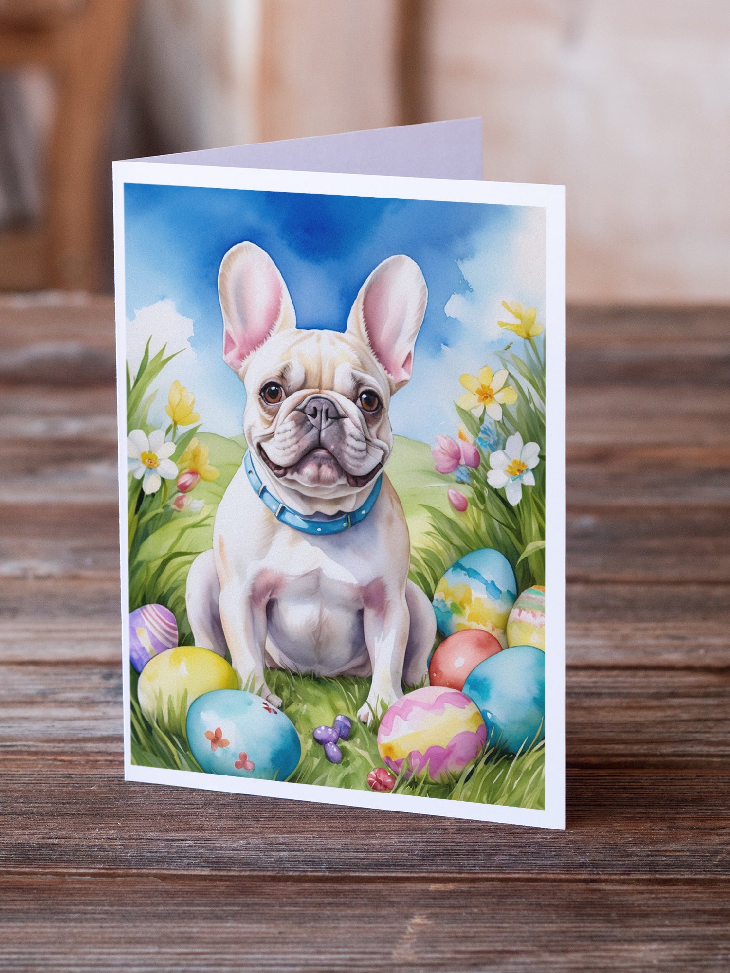 Buy this French Bulldog Easter Egg Hunt Greeting Cards Pack of 8