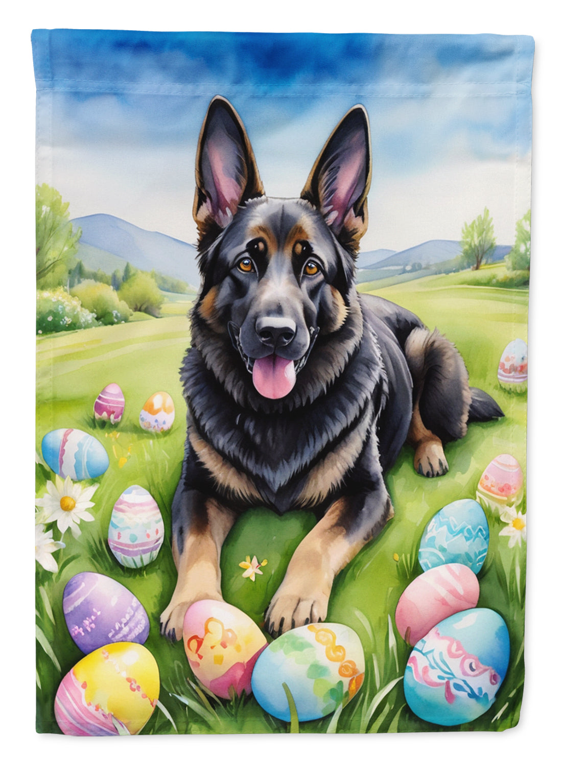 Buy this Black German Shepherd Easter Egg Hunt Garden Flag