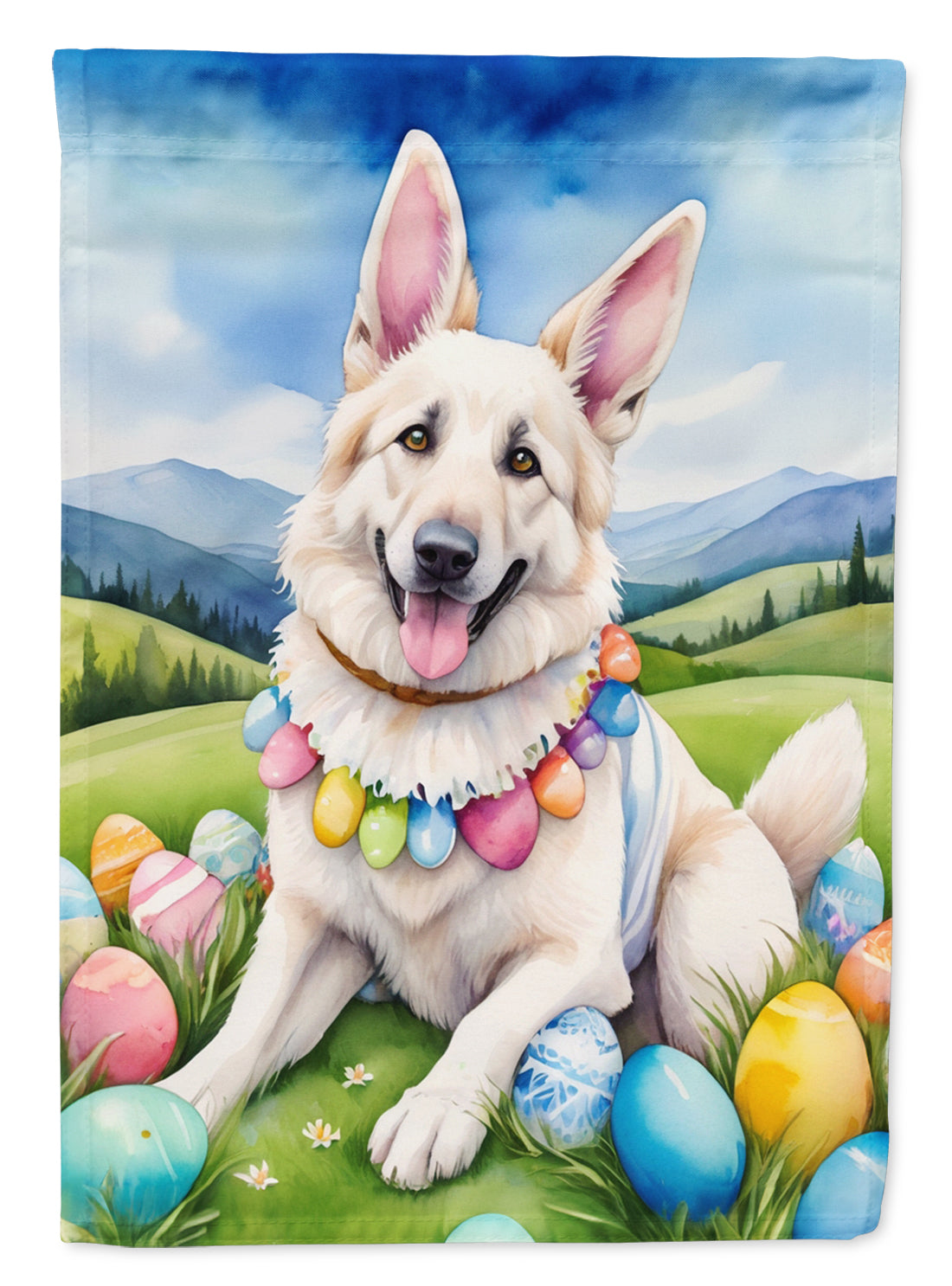 Buy this White German Shepherd Easter Egg Hunt Garden Flag