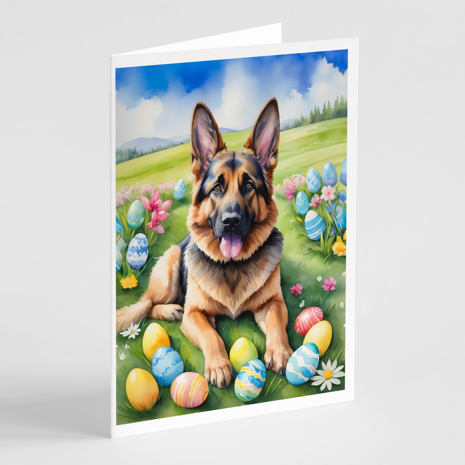 Buy this German Shepherd Easter Egg Hunt Greeting Cards Pack of 8