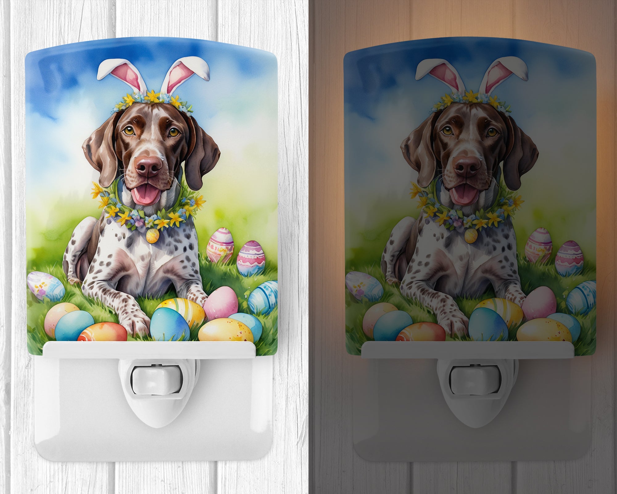 Buy this German Shorthaired Pointer Easter Egg Hunt Ceramic Night Light