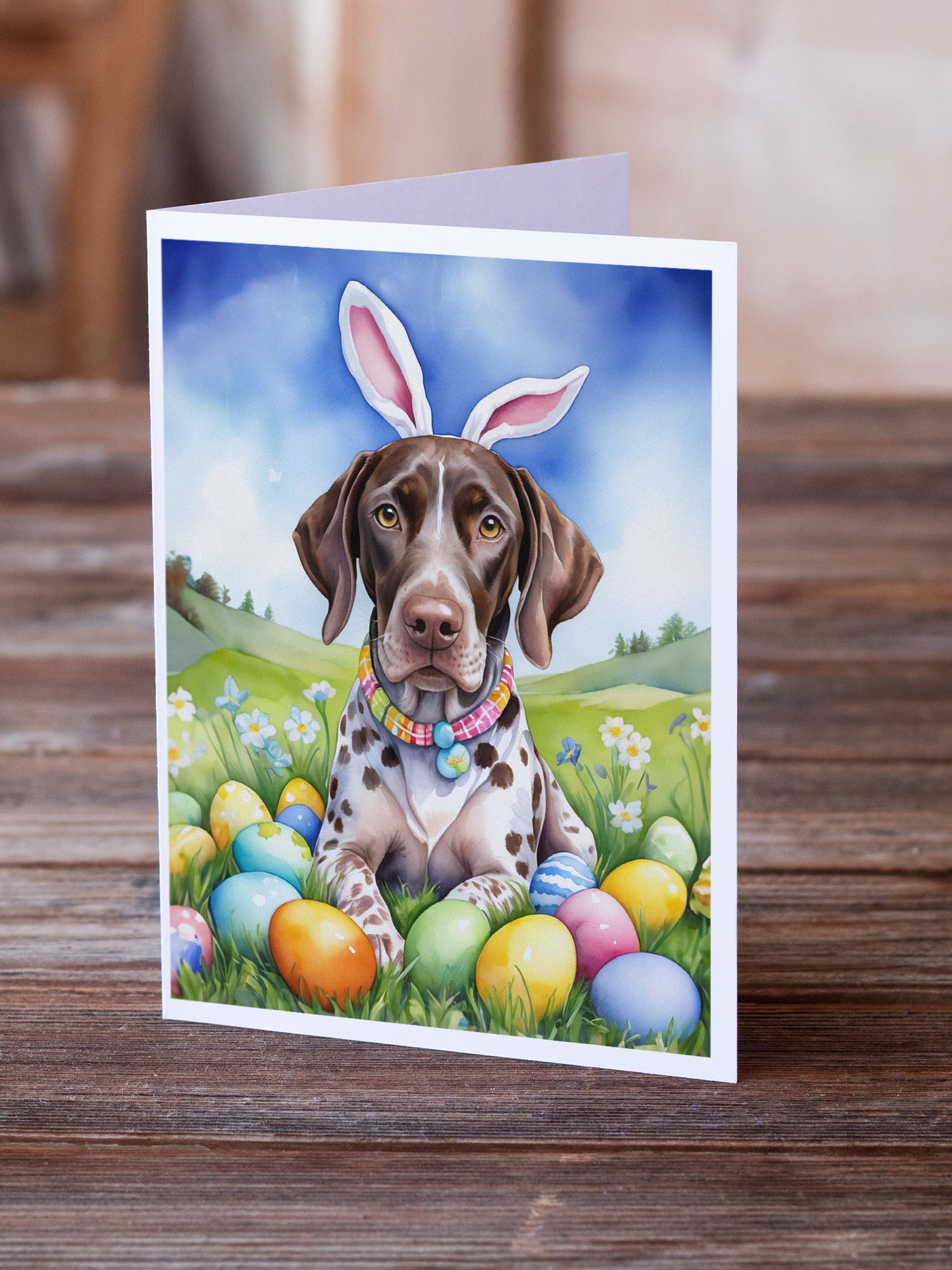 German Shorthaired Pointer Easter Egg Hunt Greeting Cards Pack of 8