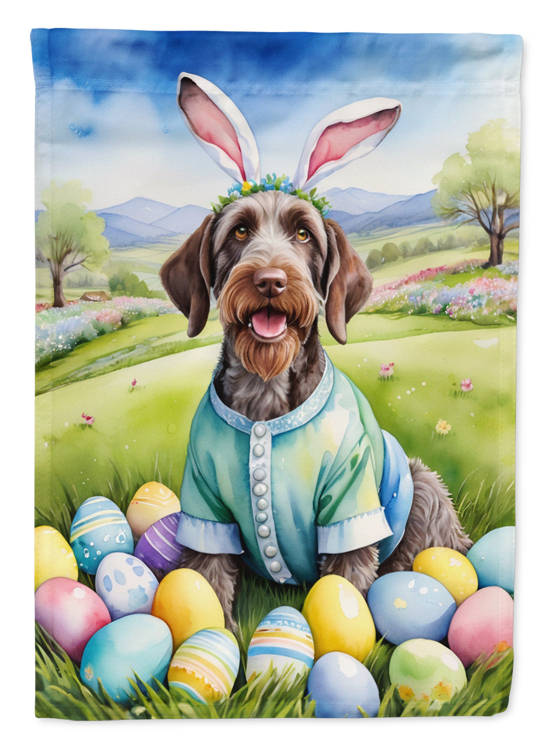 Buy this German Wirehaired Pointer Easter Egg Hunt House Flag