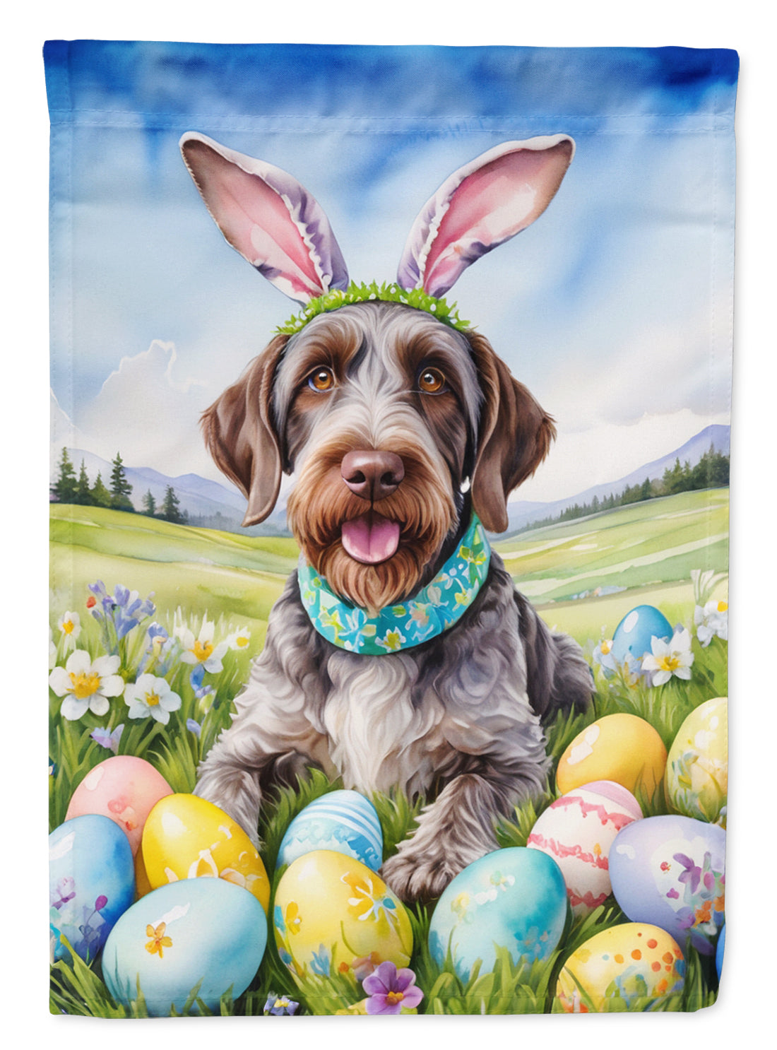 Buy this German Wirehaired Pointer Easter Egg Hunt Garden Flag