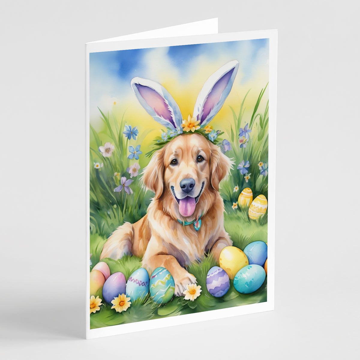 Buy this Golden Retriever Easter Egg Hunt Greeting Cards Pack of 8