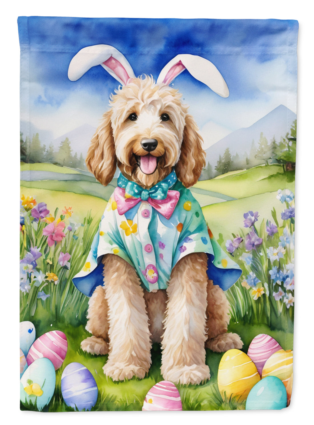 Buy this Goldendoodle Easter Egg Hunt Garden Flag