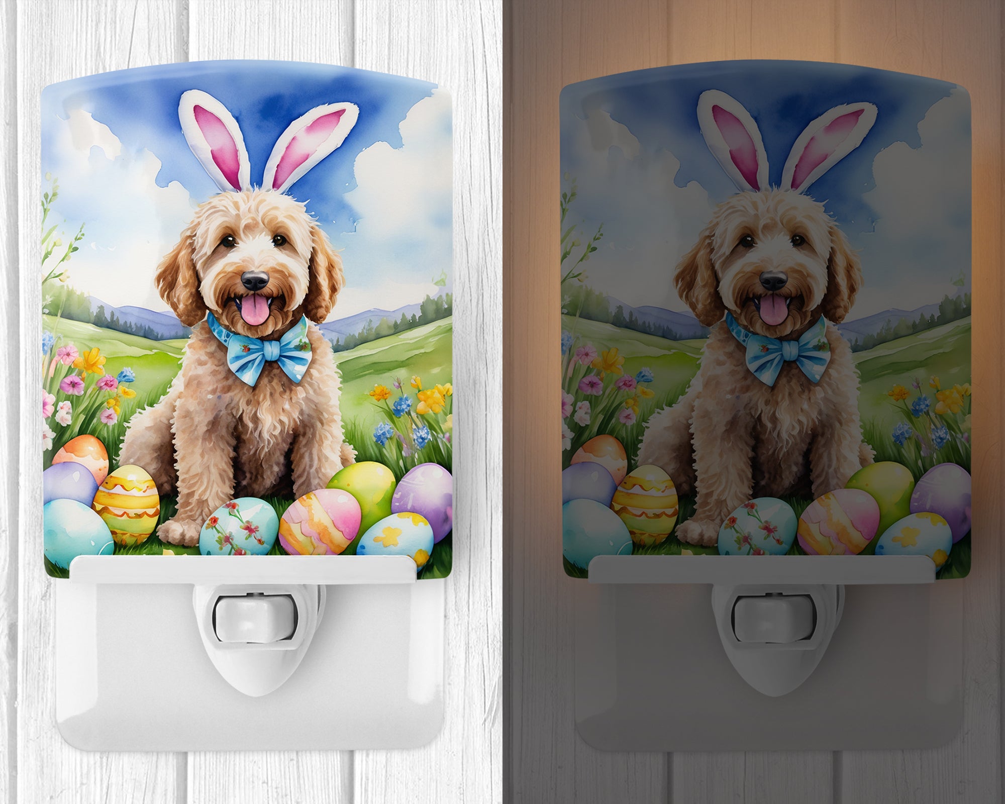 Buy this Goldendoodle Easter Egg Hunt Ceramic Night Light