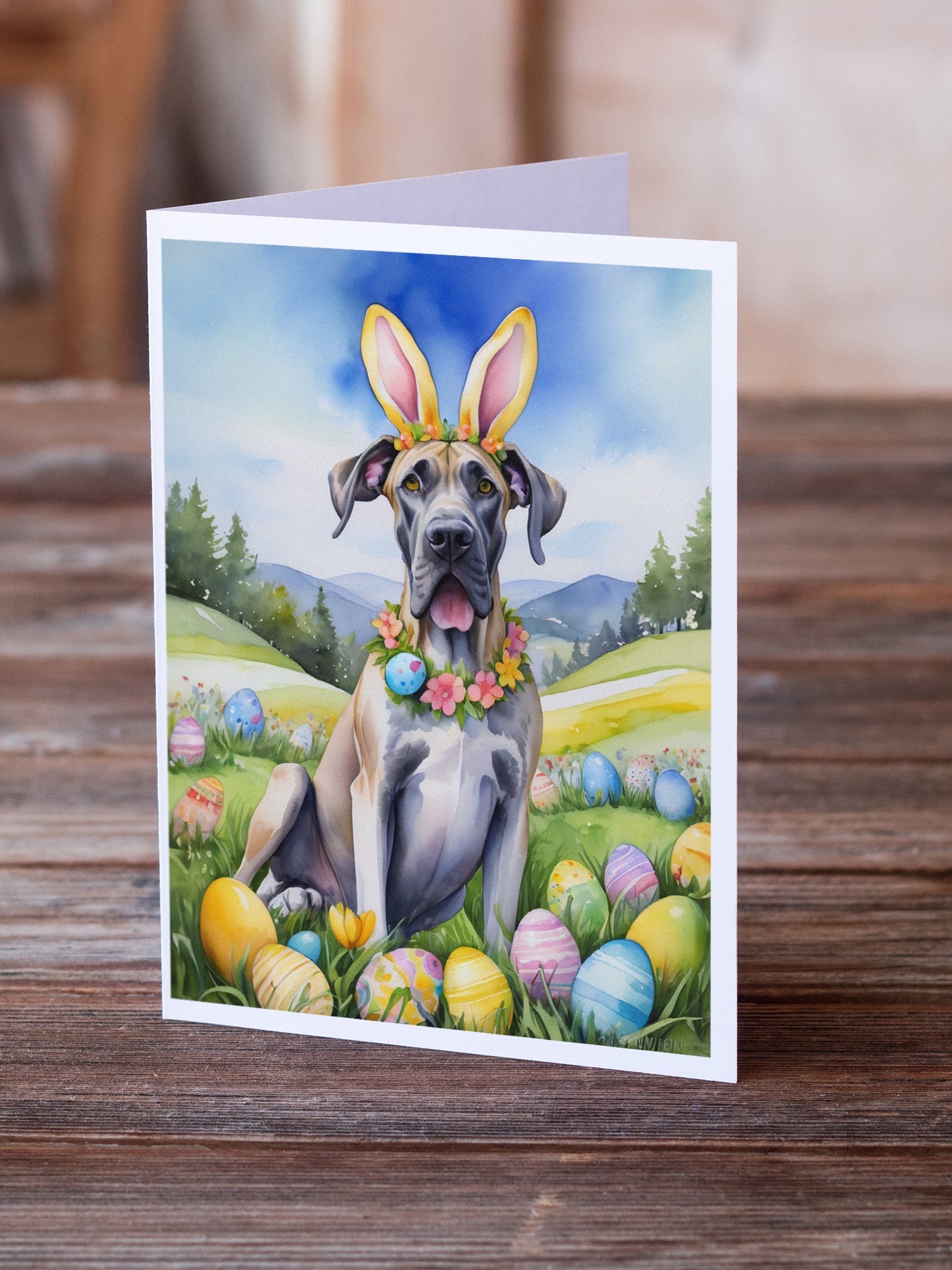 Great Dane Easter Egg Hunt Greeting Cards Pack of 8