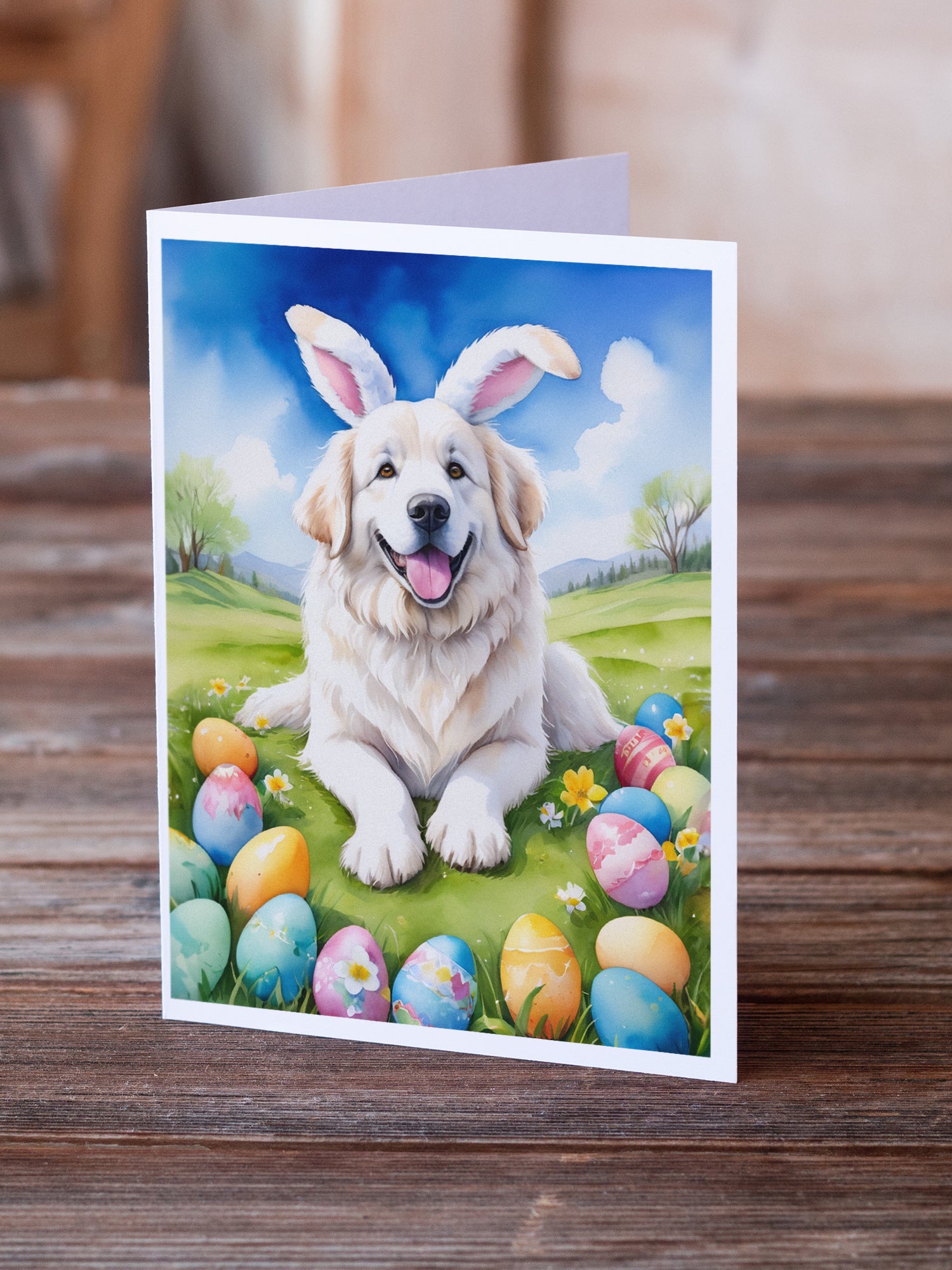 Great Pyrenees Easter Egg Hunt Greeting Cards Pack of 8