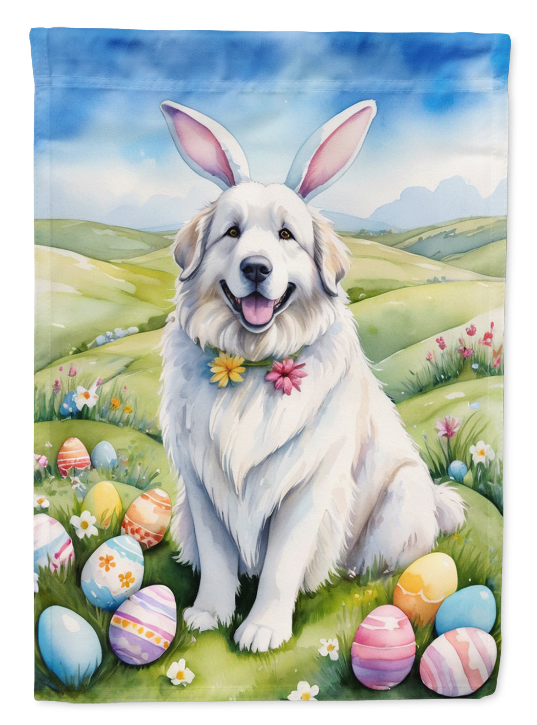 Buy this Great Pyrenees Easter Egg Hunt House Flag