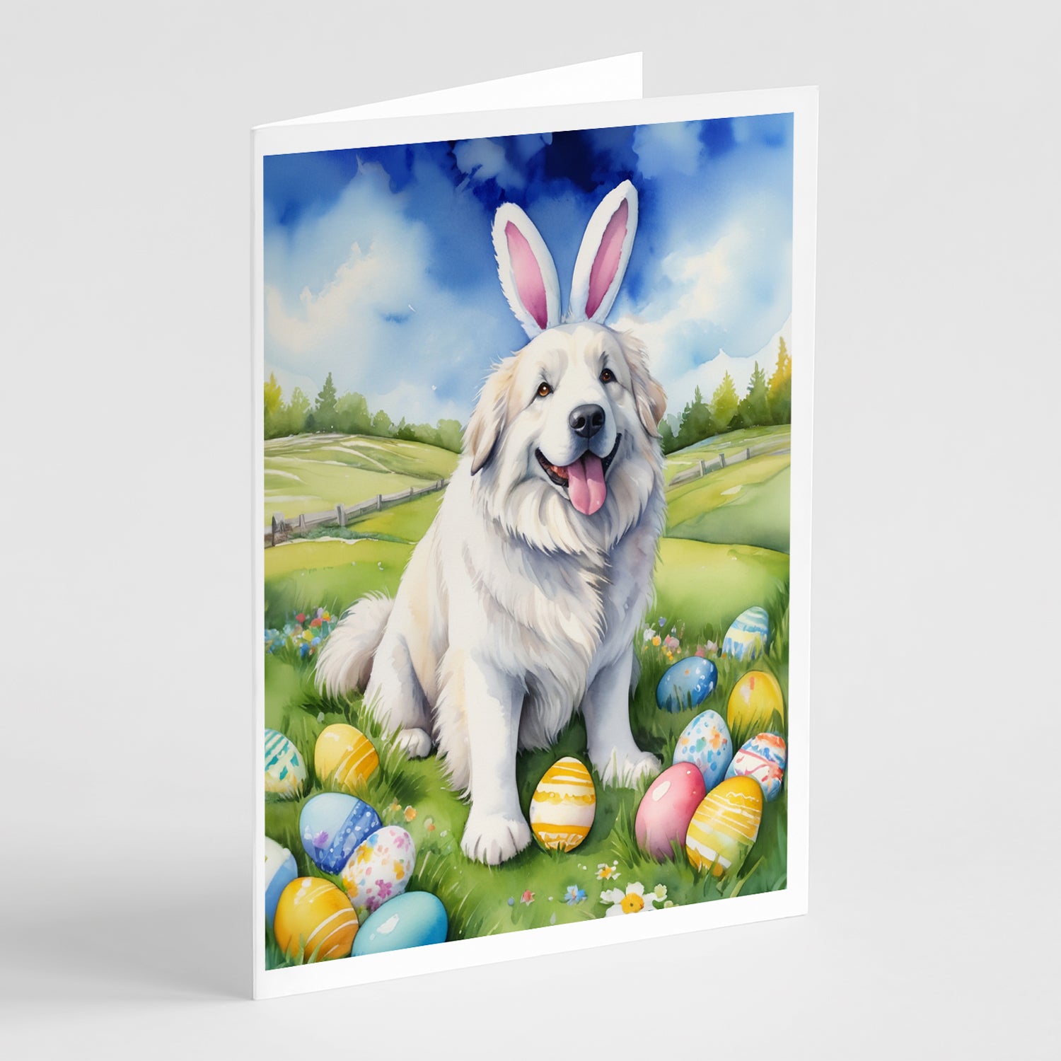 Buy this Great Pyrenees Easter Egg Hunt Greeting Cards Pack of 8