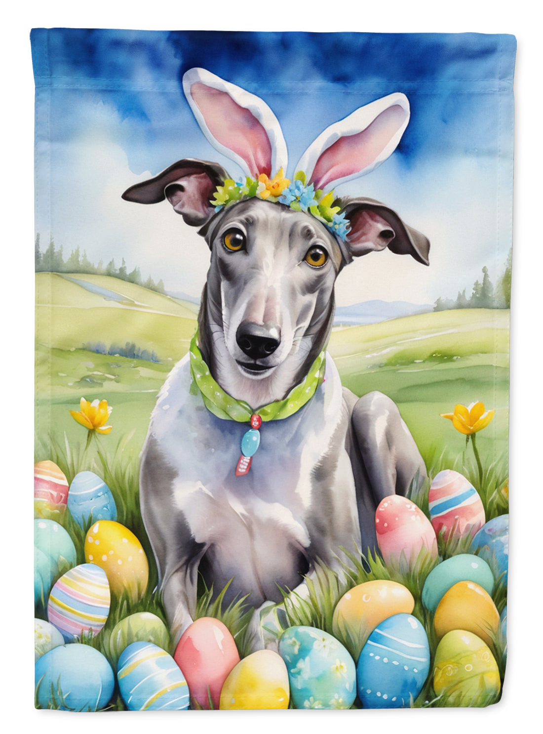 Buy this Greyhound Easter Egg Hunt House Flag