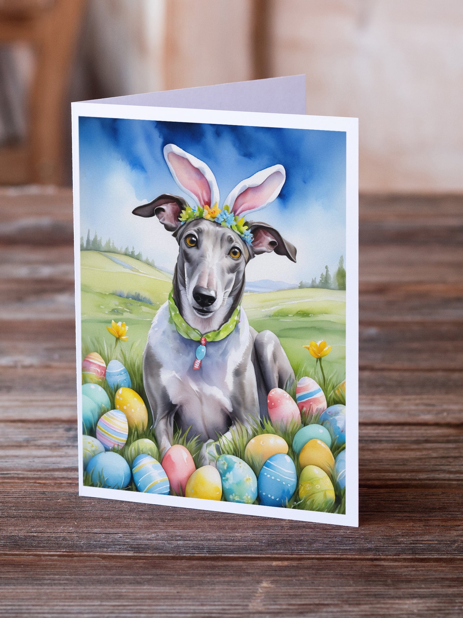 Greyhound Easter Egg Hunt Greeting Cards Pack of 8