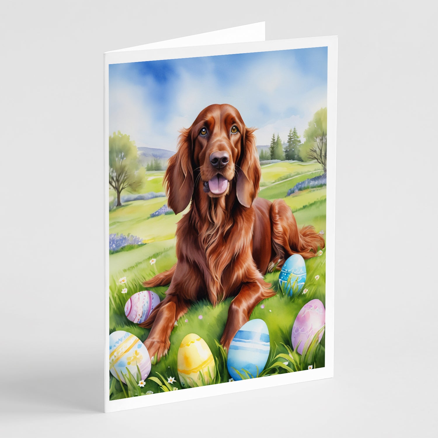 Buy this Irish Setter Easter Egg Hunt Greeting Cards Pack of 8