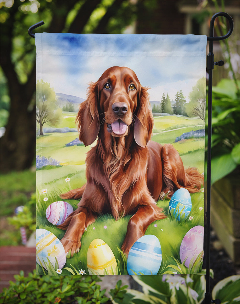 Irish Setter Easter Egg Hunt Garden Flag