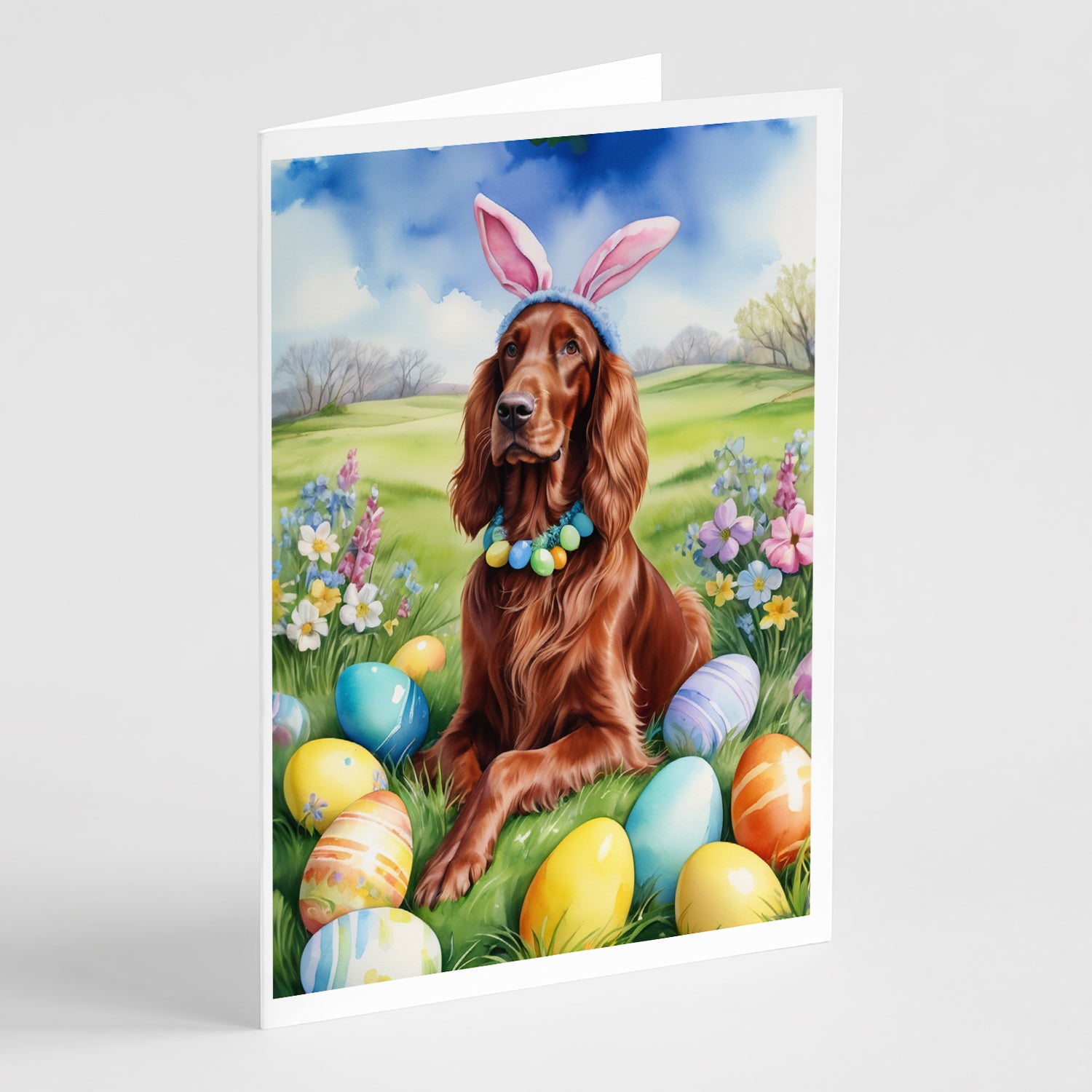 Buy this Irish Setter Easter Egg Hunt Greeting Cards Pack of 8