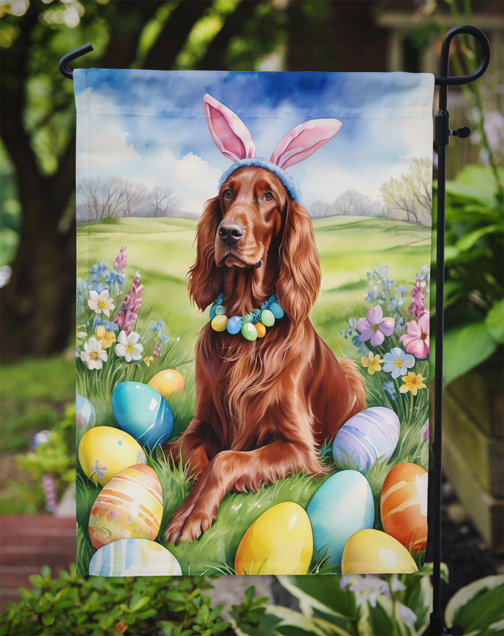 Irish Setter Easter Egg Hunt Garden Flag