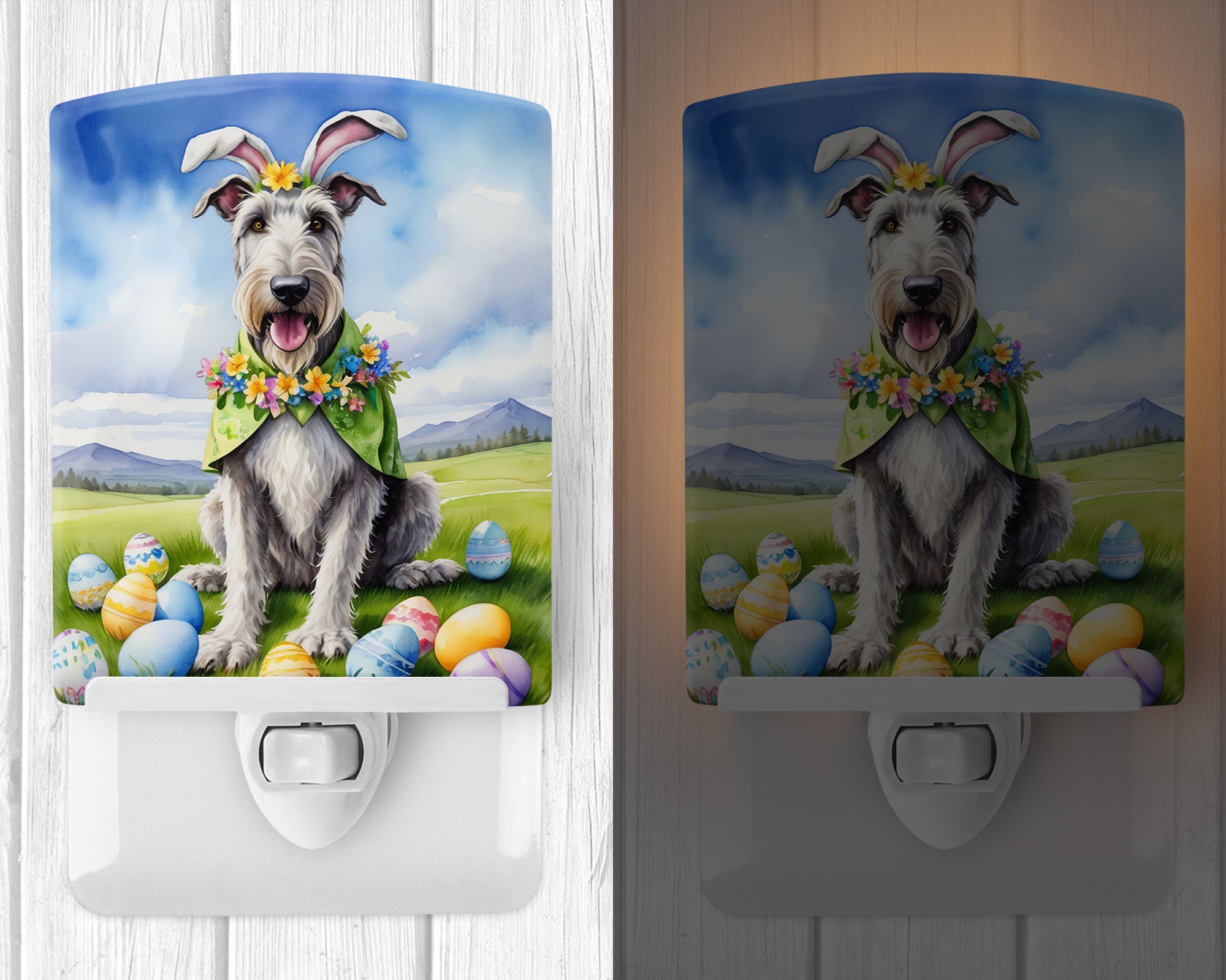 Buy this Irish Wolfhound Easter Egg Hunt Ceramic Night Light