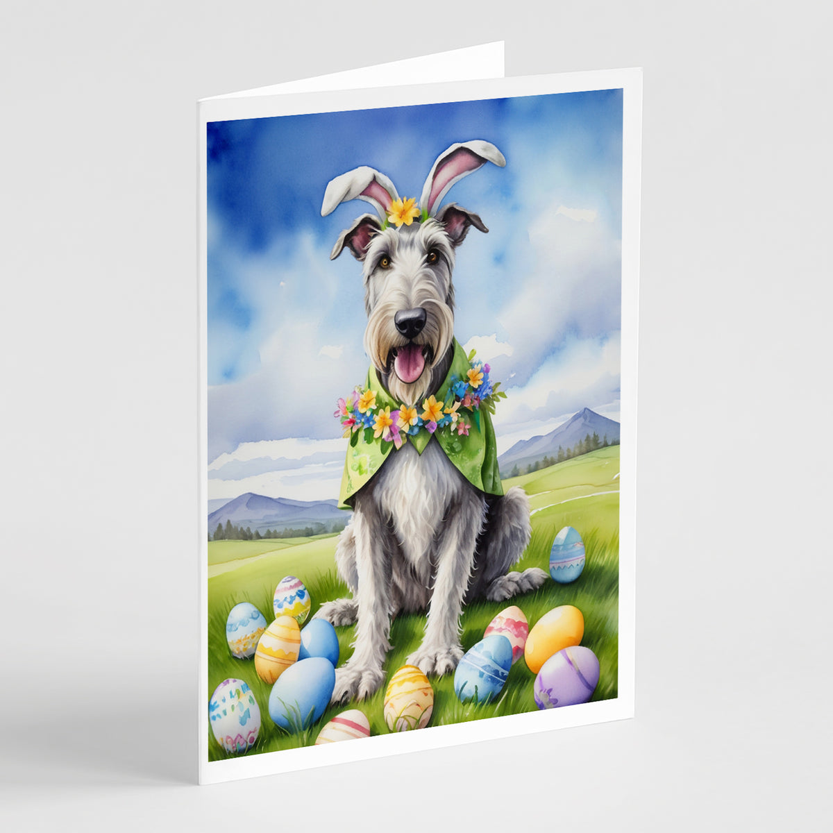 Buy this Irish Wolfhound Easter Egg Hunt Greeting Cards Pack of 8