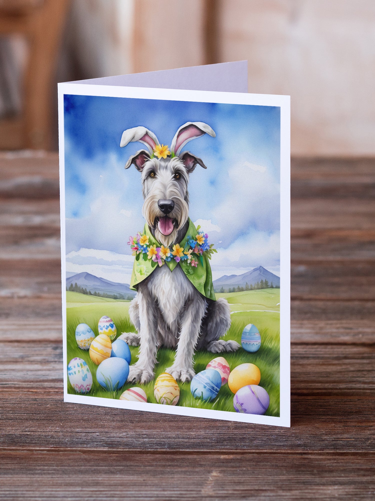 Irish Wolfhound Easter Egg Hunt Greeting Cards Pack of 8