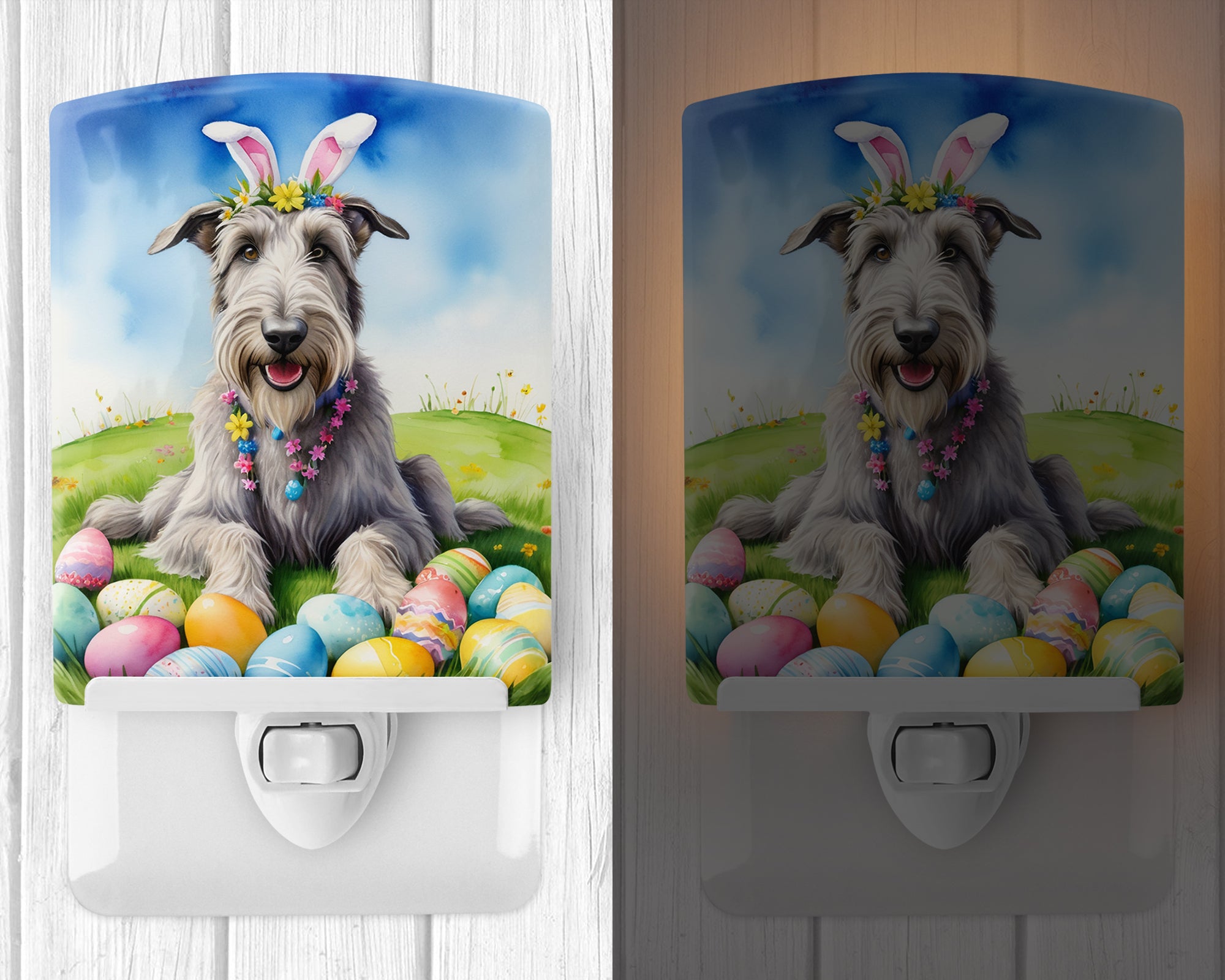 Irish Wolfhound Easter Egg Hunt Ceramic Night Light