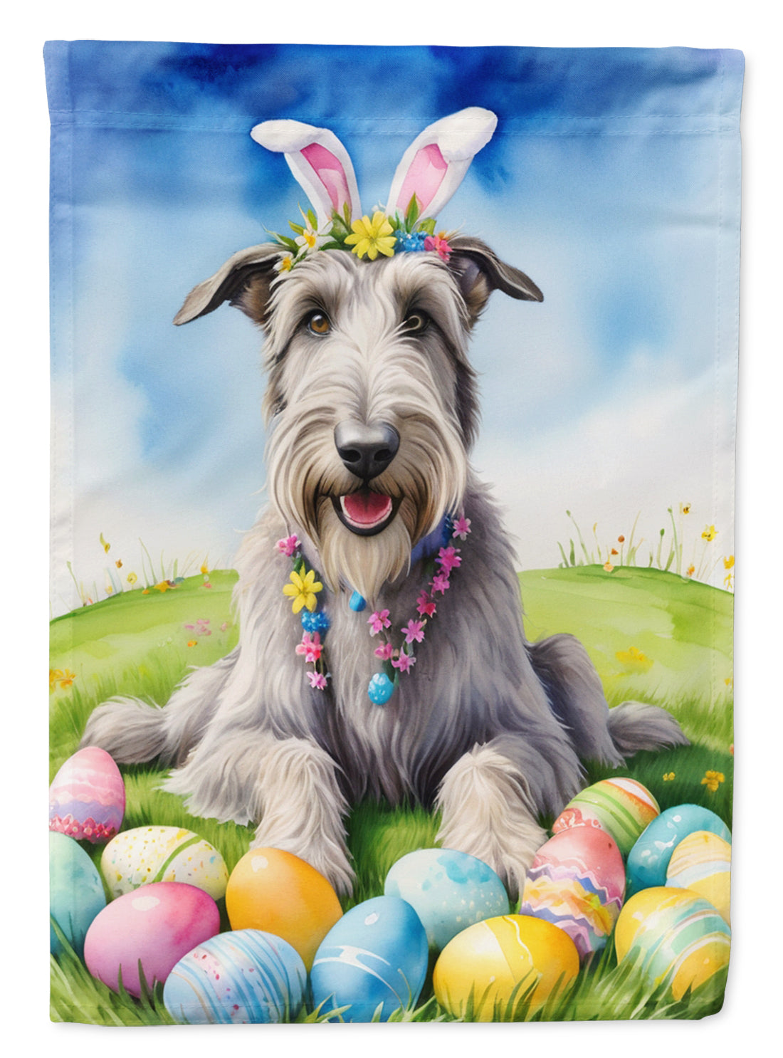 Buy this Irish Wolfhound Easter Egg Hunt Garden Flag