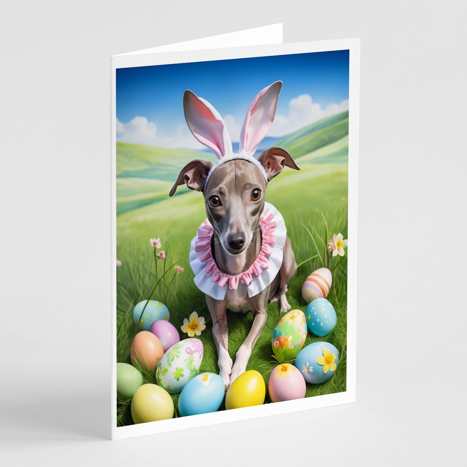 Buy this Italian Greyhound Easter Egg Hunt Greeting Cards Pack of 8