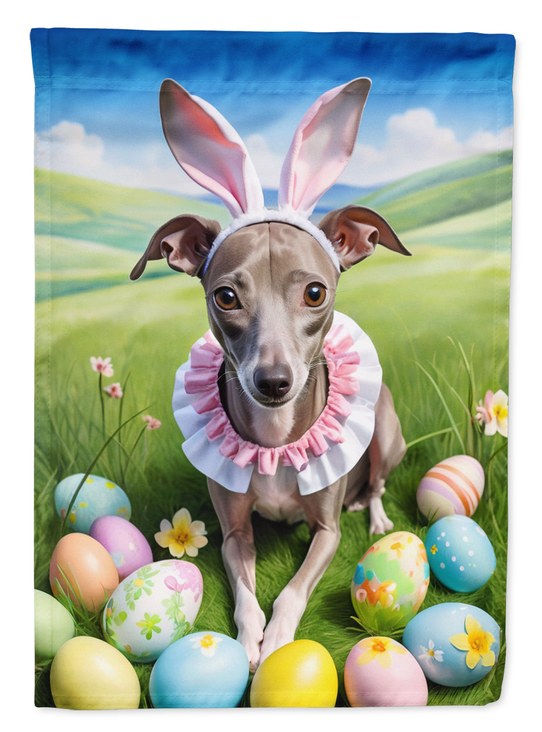 Buy this Italian Greyhound Easter Egg Hunt Garden Flag