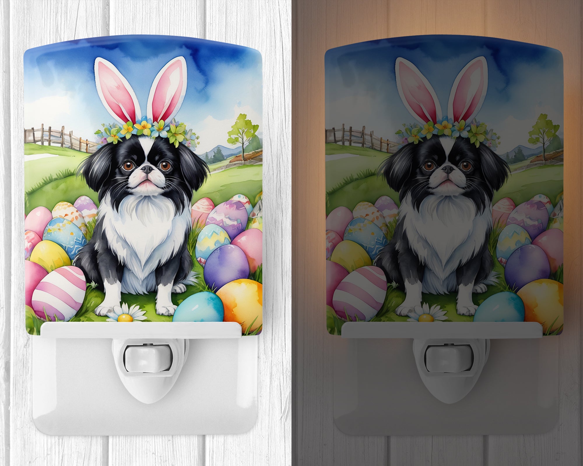 Buy this Japanese Chin Easter Egg Hunt Ceramic Night Light