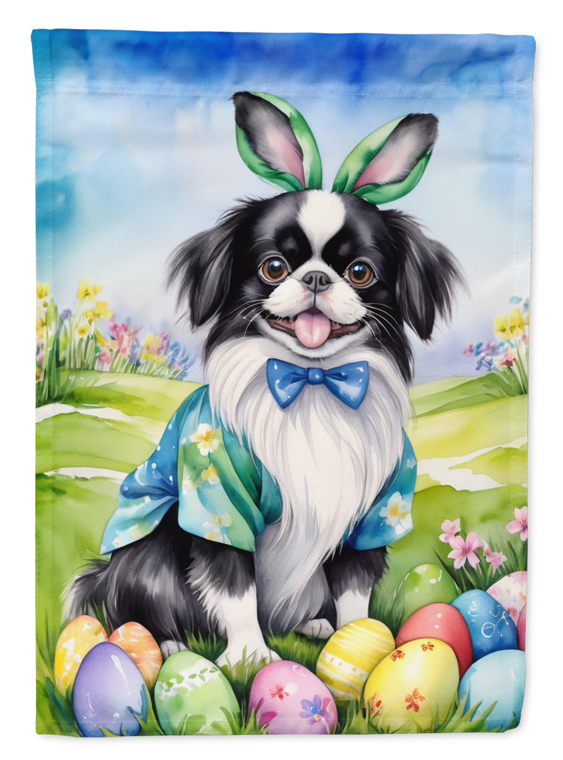 Buy this Japanese Chin Easter Egg Hunt House Flag