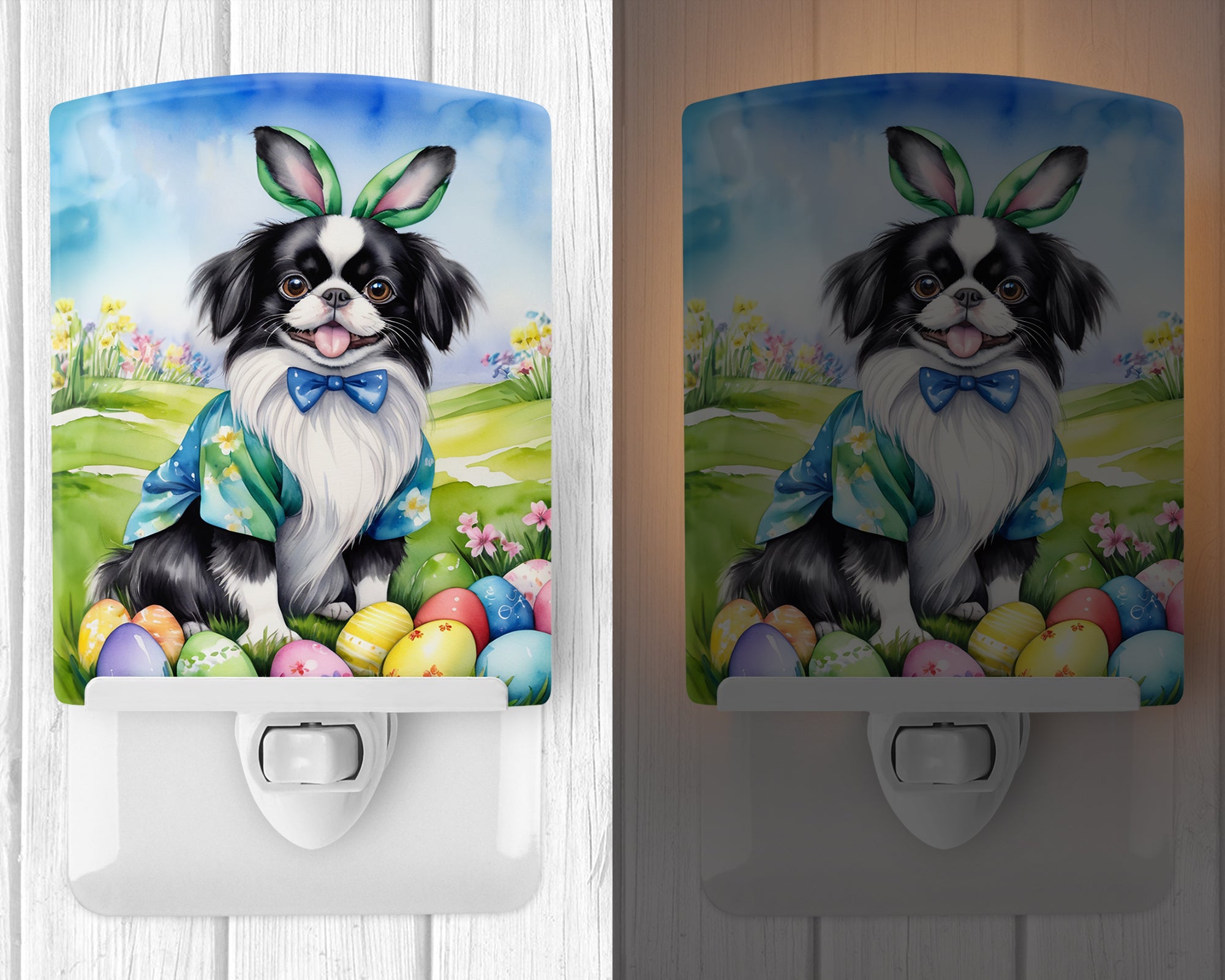 Japanese Chin Easter Egg Hunt Ceramic Night Light