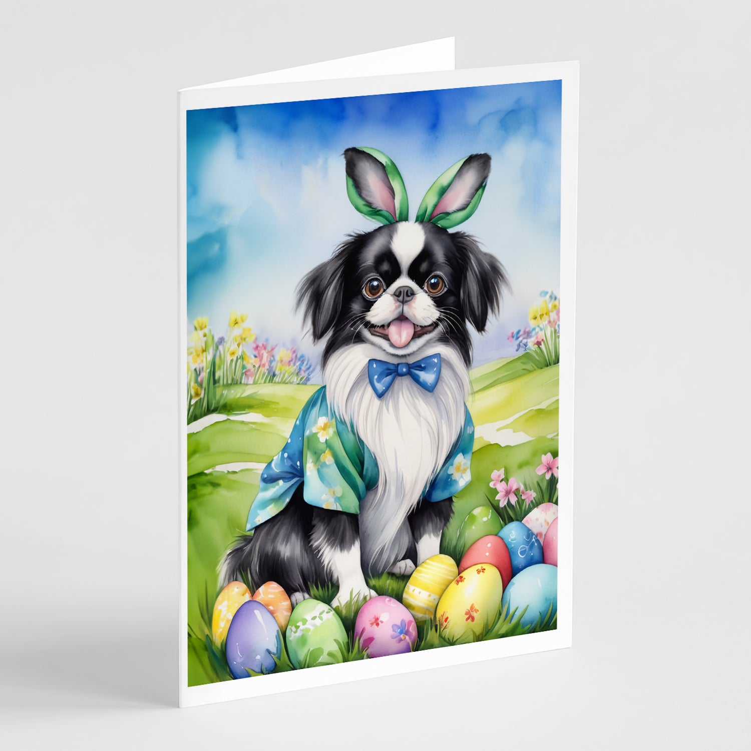 Buy this Japanese Chin Easter Egg Hunt Greeting Cards Pack of 8