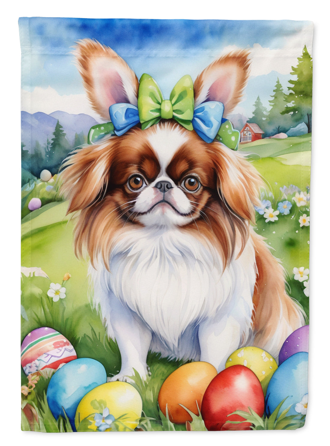 Buy this Japanese Chin Easter Egg Hunt House Flag