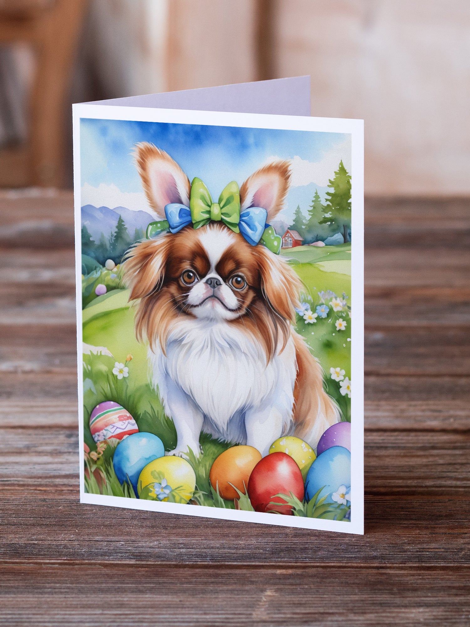 Japanese Chin Easter Egg Hunt Greeting Cards Pack of 8