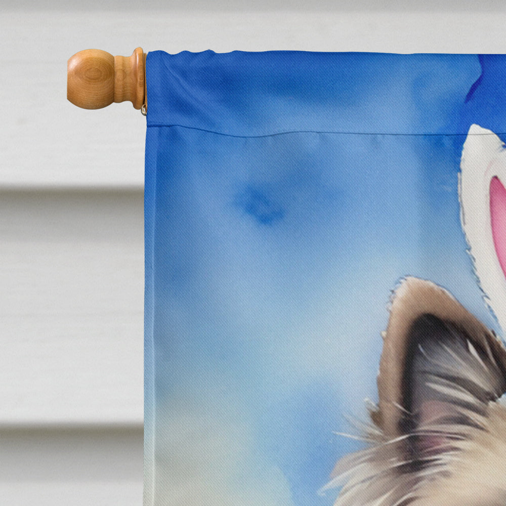 Keeshond Easter Egg Hunt House Flag