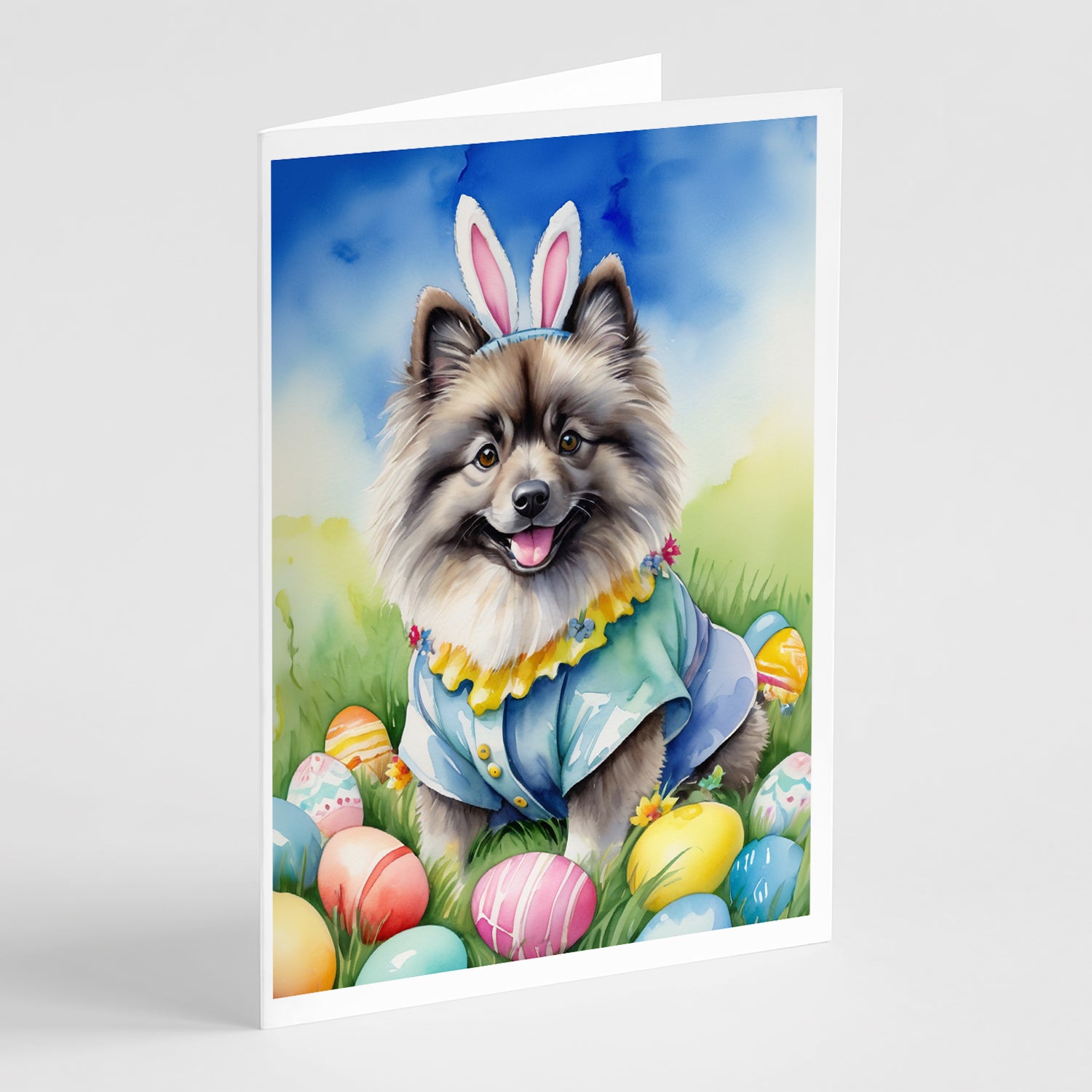 Buy this Keeshond Easter Egg Hunt Greeting Cards Pack of 8