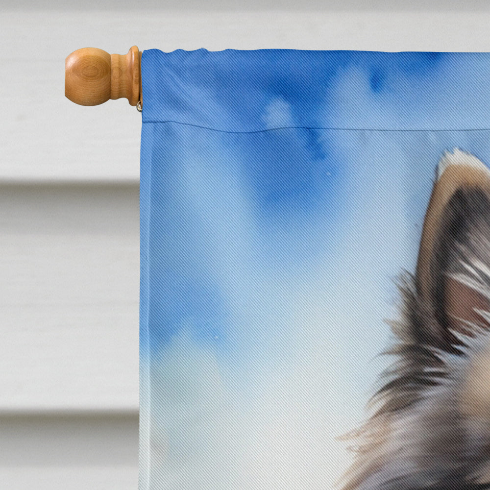 Keeshond Easter Egg Hunt House Flag