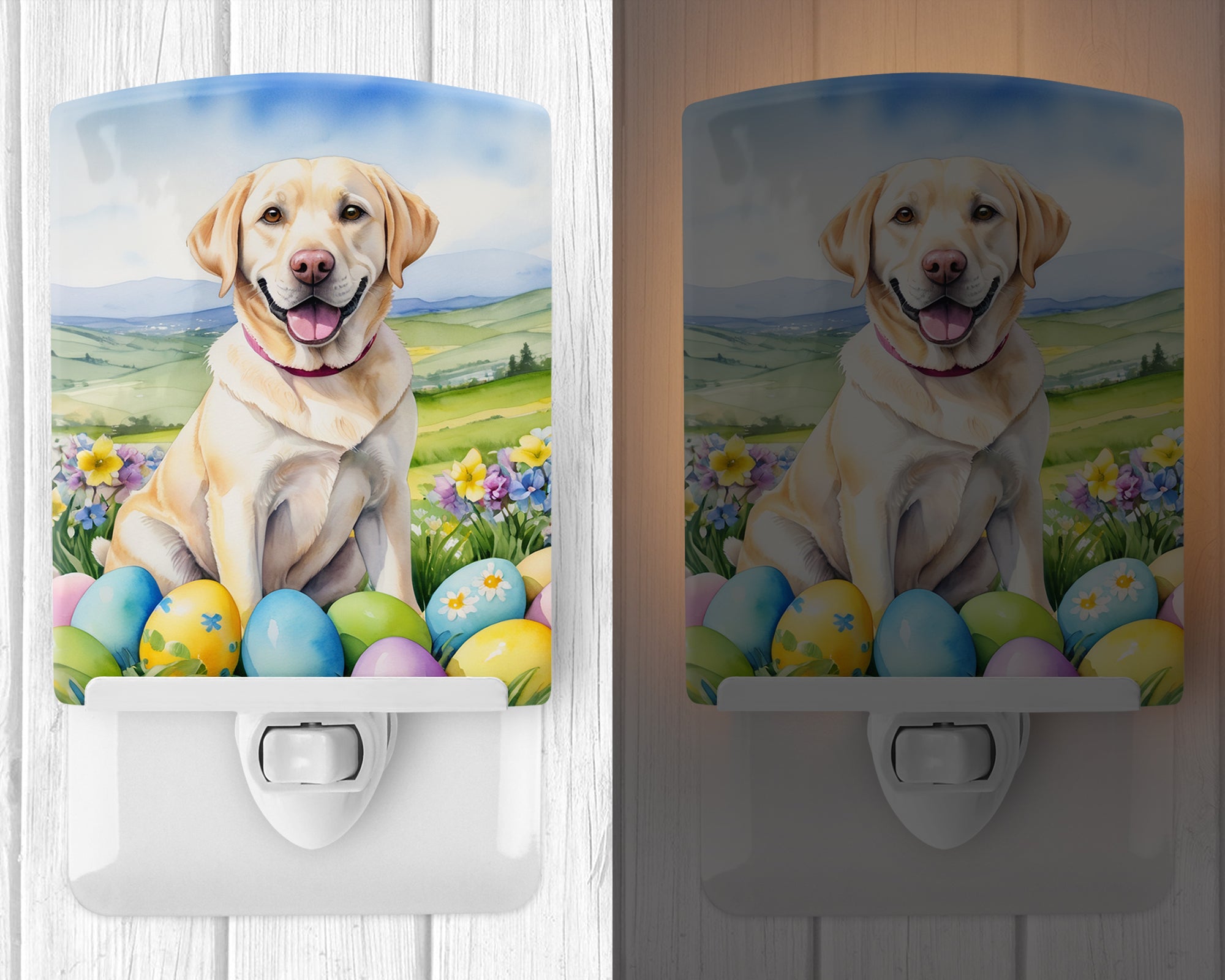 Yellow Labrador Retriever Easter Egg Hunt Ceramic Night Light