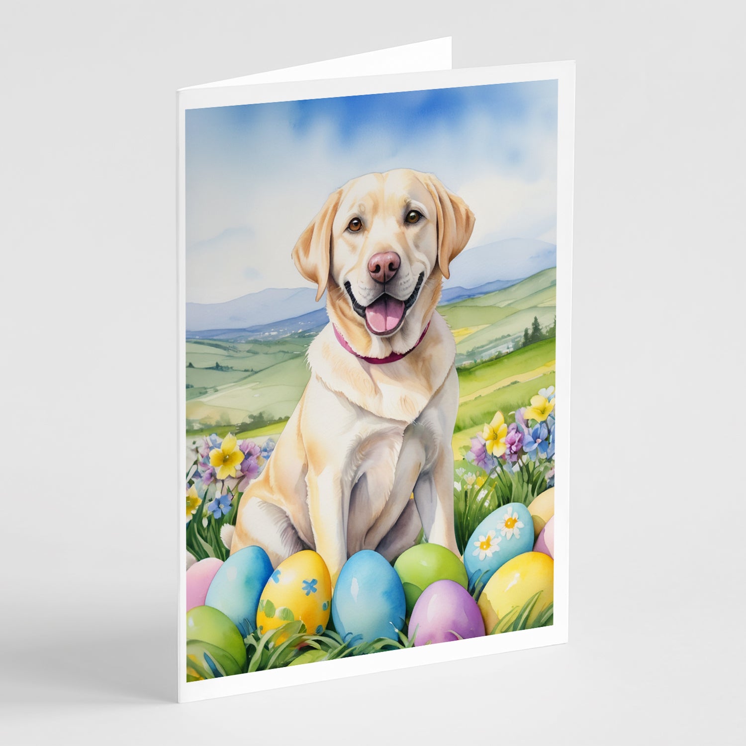 Buy this Yellow Labrador Retriever Easter Egg Hunt Greeting Cards Pack of 8