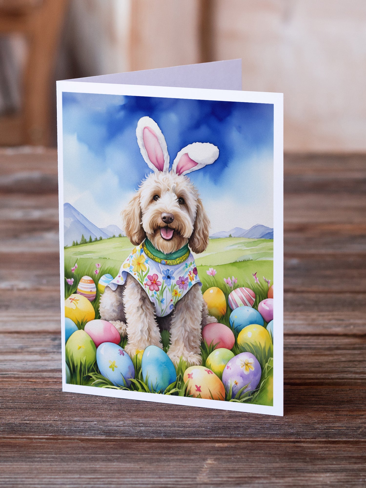 Labradoodle Easter Egg Hunt Greeting Cards Pack of 8