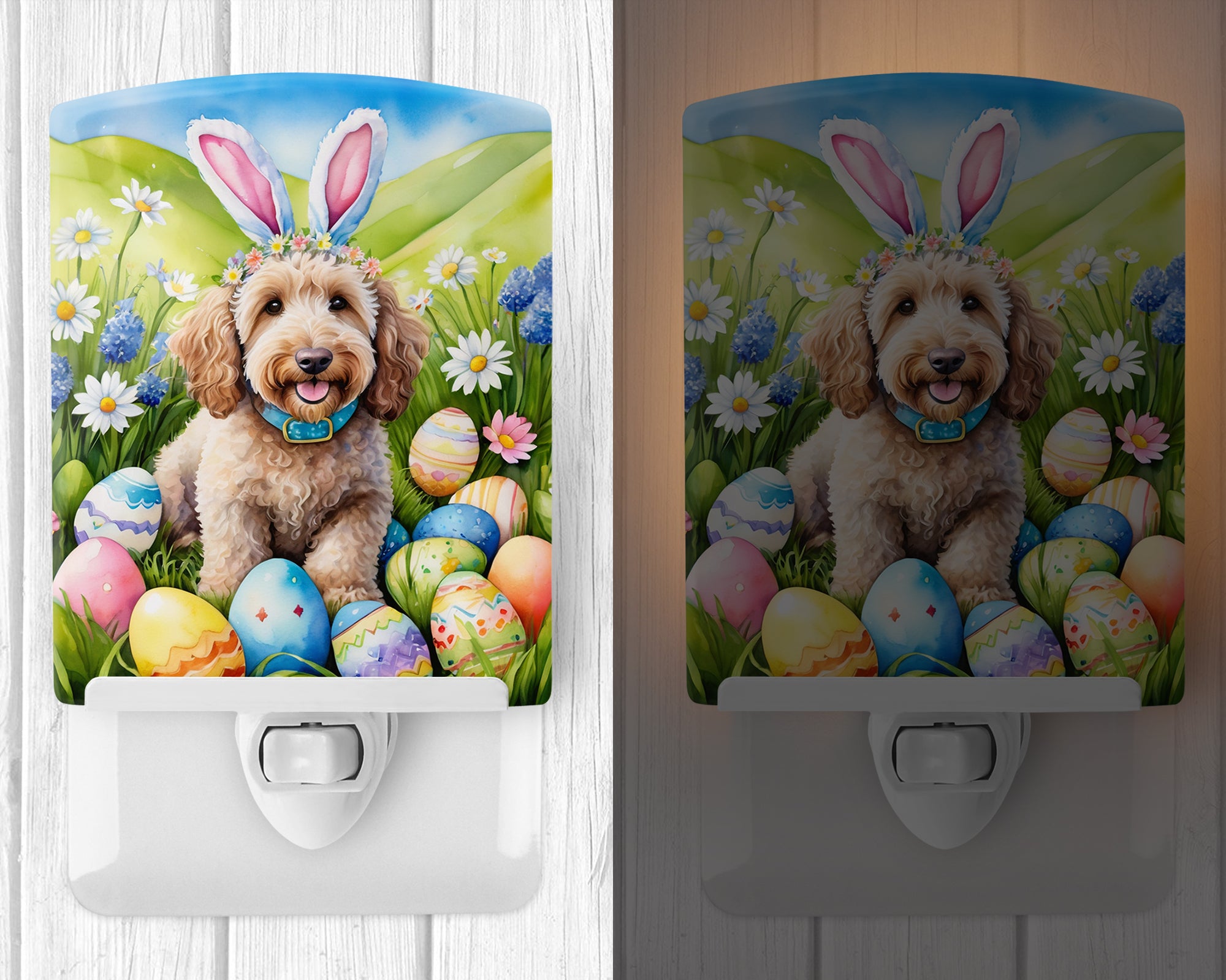 Labradoodle Easter Egg Hunt Ceramic Night Light