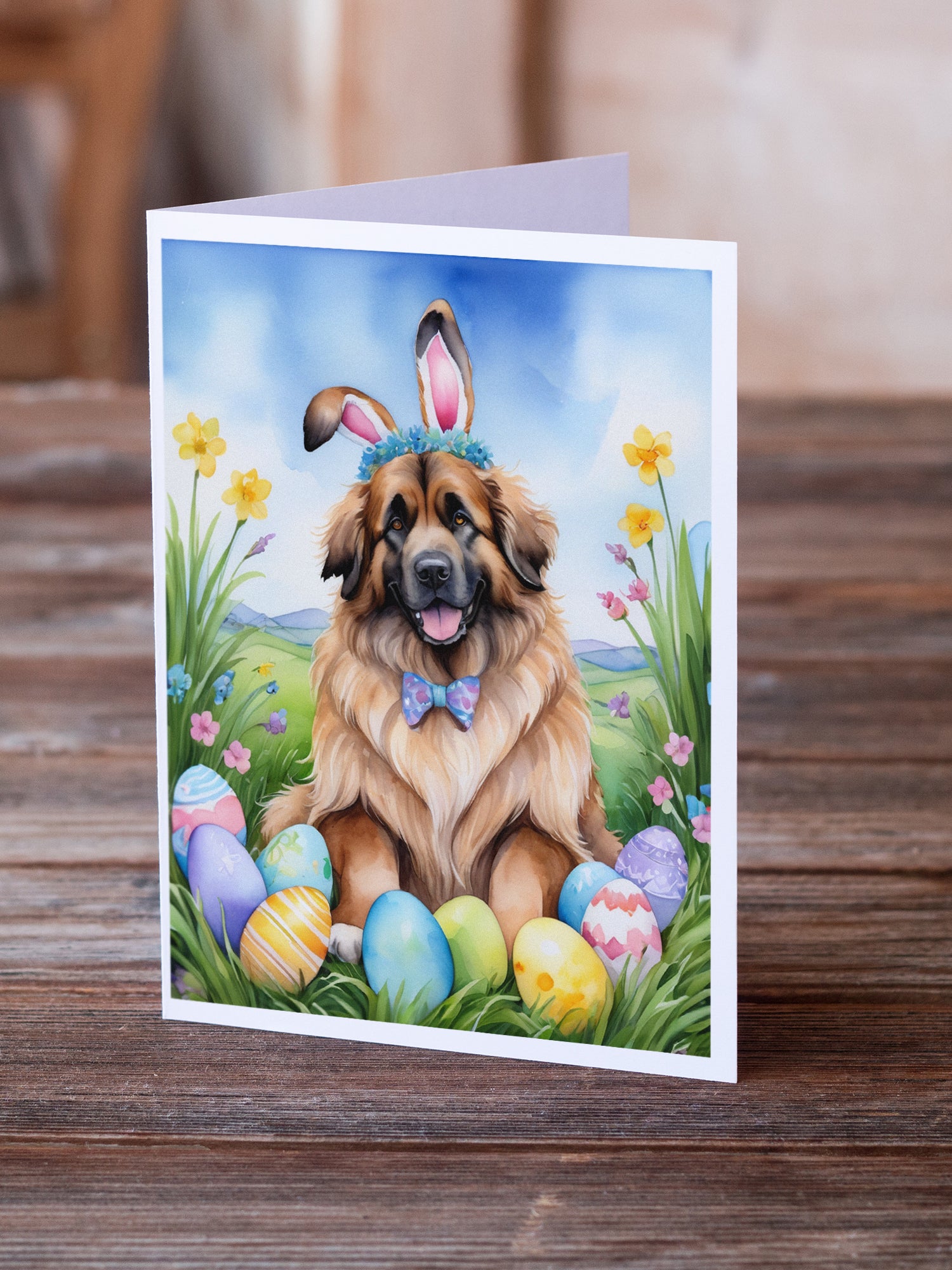 Buy this Leonberger Easter Egg Hunt Greeting Cards Pack of 8