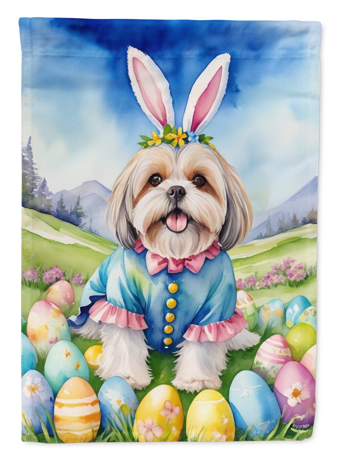 Buy this Lhasa Apso Easter Egg Hunt Garden Flag