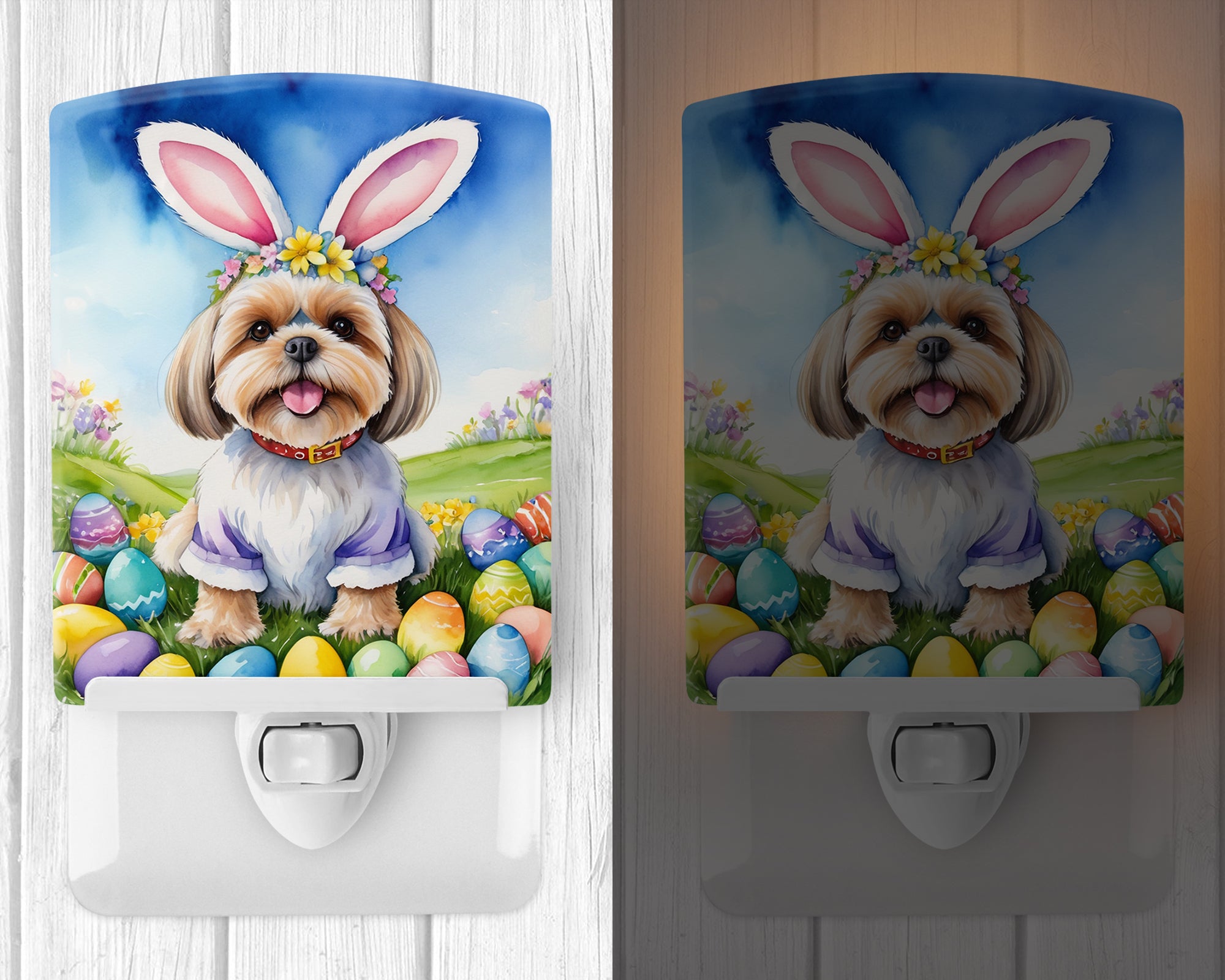 Lhasa Apso Easter Egg Hunt Ceramic Night Light