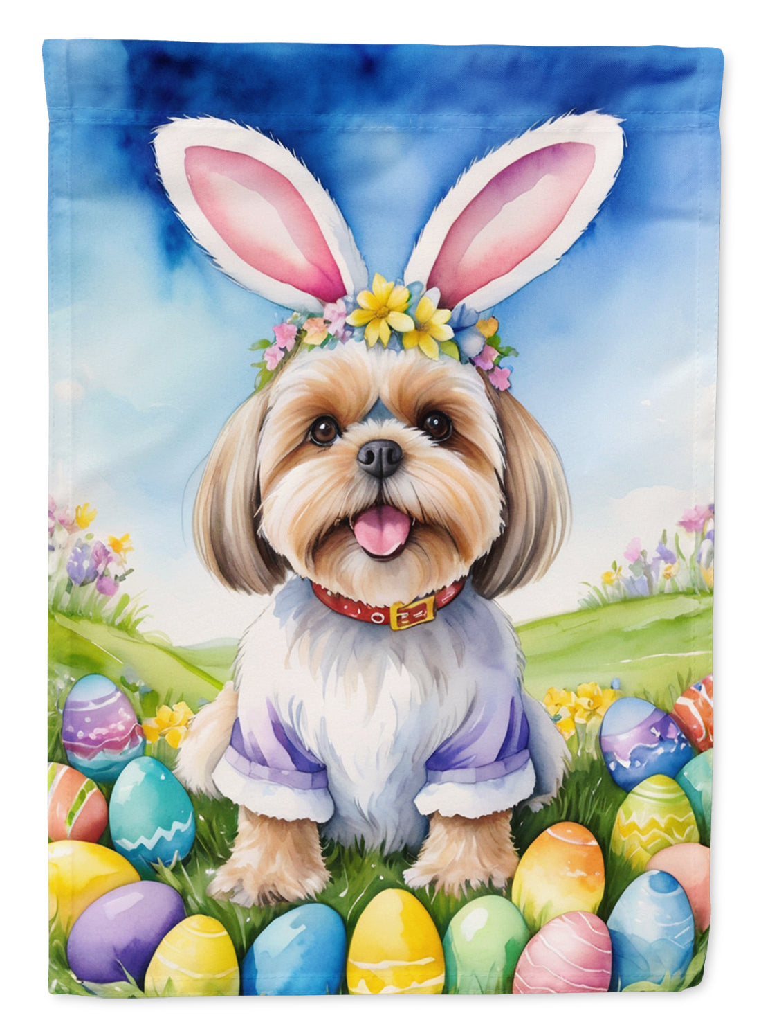 Buy this Lhasa Apso Easter Egg Hunt Garden Flag